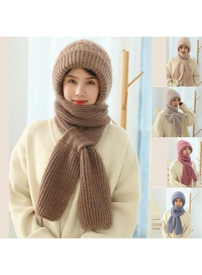 Redness Women's Winter Beanie and Scarf with Warm Fleece Lining, Loose Thick Knit Skull Cap